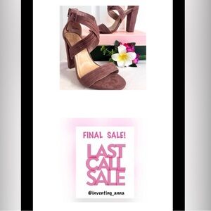 KANINI ~ Faux Purplish Suede Slip-In Strappy 4” Heels with Zippered Back size 9